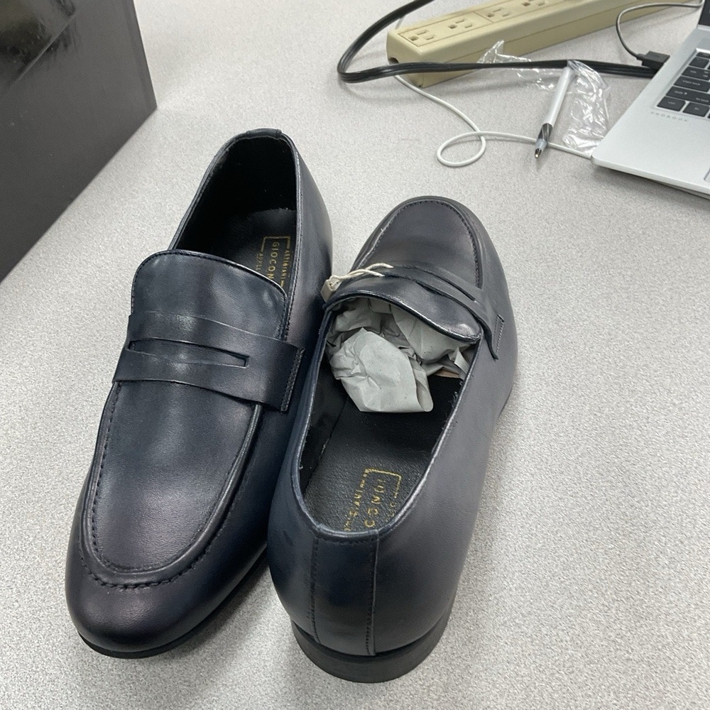 NWT Artigiani Aurelio Giocondi Mens US 9 Dark Blue Calfskin Loafers - Picture 3 of 5